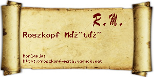 Roszkopf Máté névjegykártya